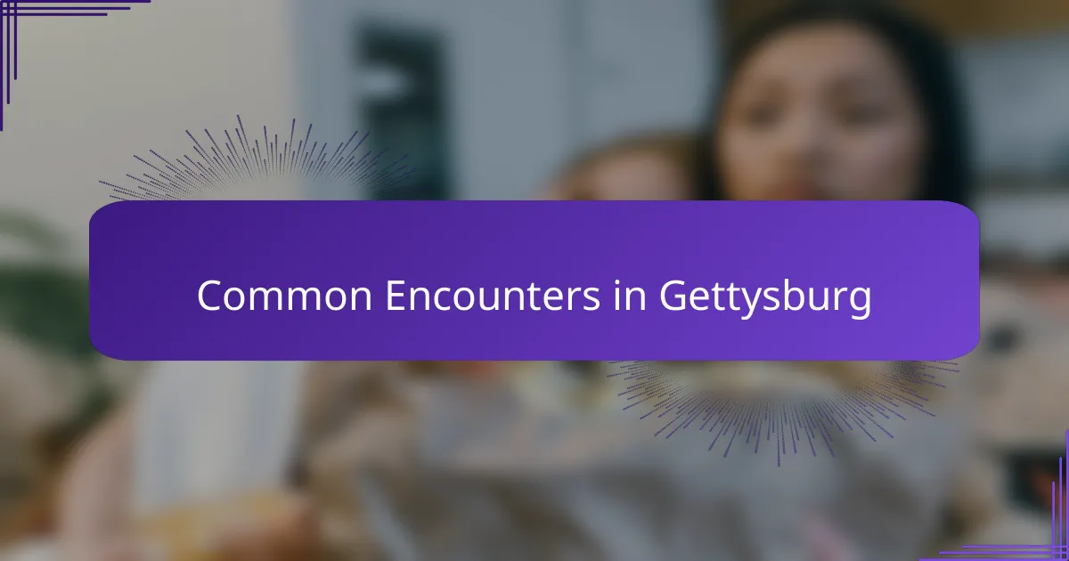 Common Encounters in Gettysburg
