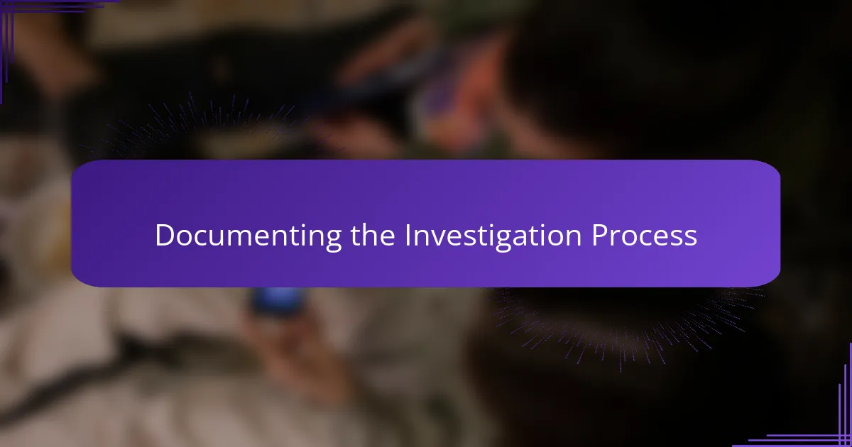 Documenting the Investigation Process