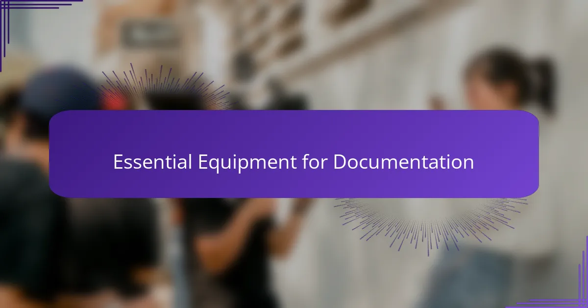 Essential Equipment for Documentation