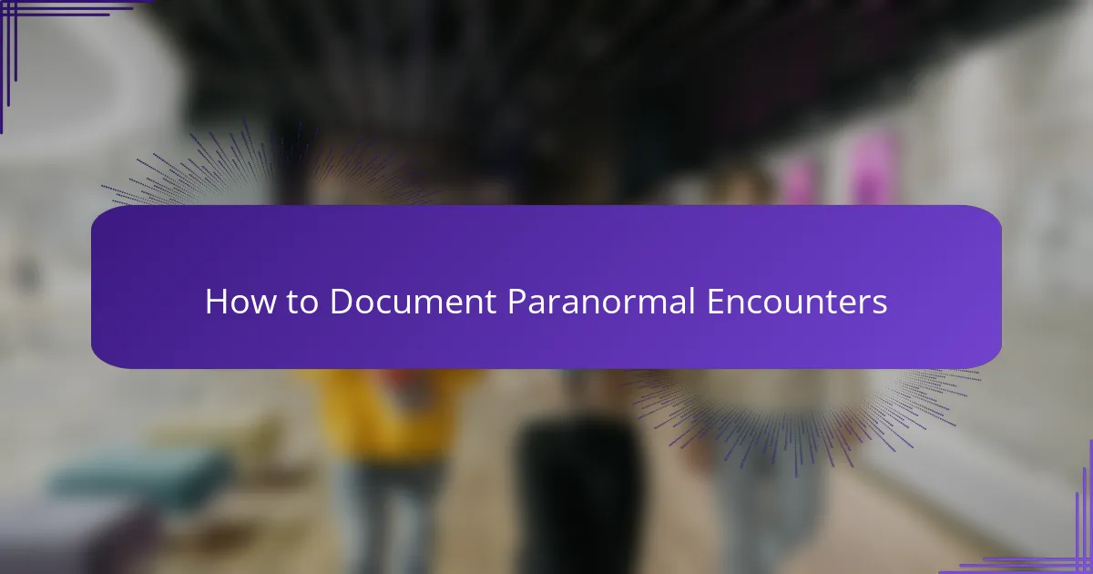 How to Document Paranormal Encounters
