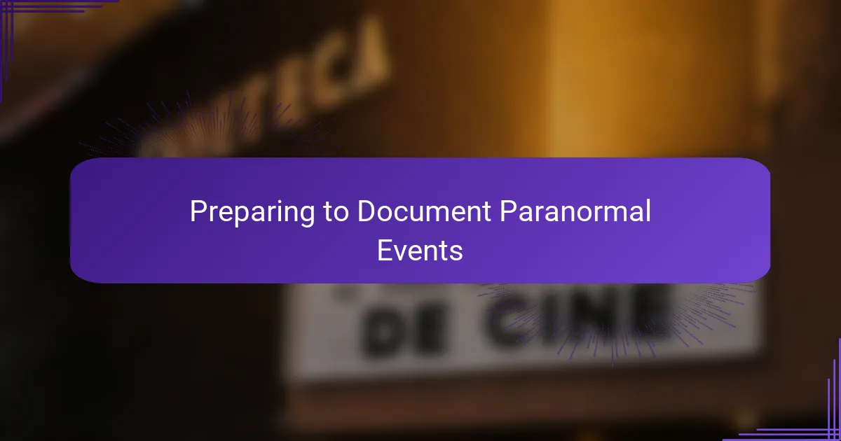 Preparing to Document Paranormal Events