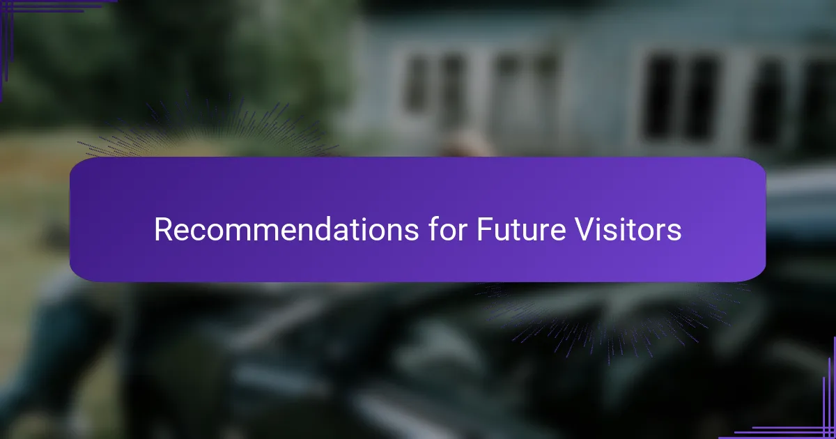 Recommendations for Future Visitors