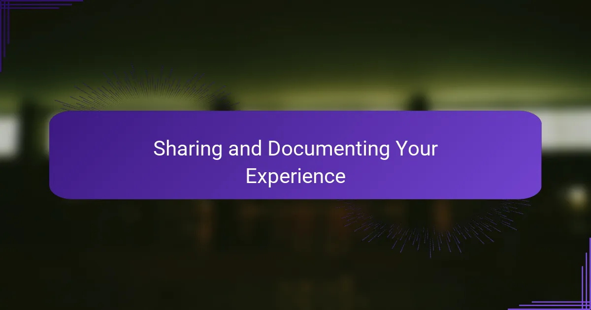Sharing and Documenting Your Experience