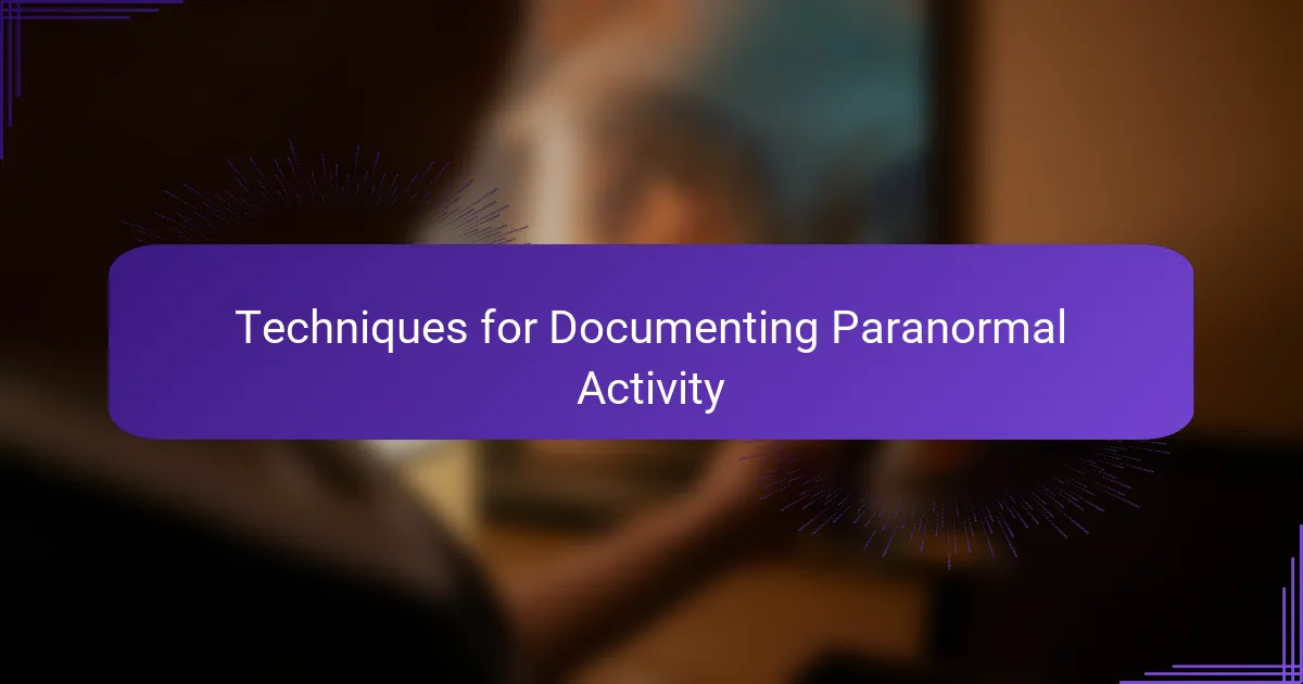 Techniques for Documenting Paranormal Activity